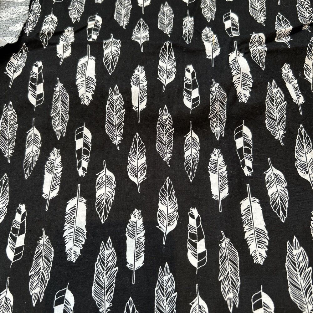 Waverly Feather Print Cotton Quilting Fabric Black & White 27" X 42"